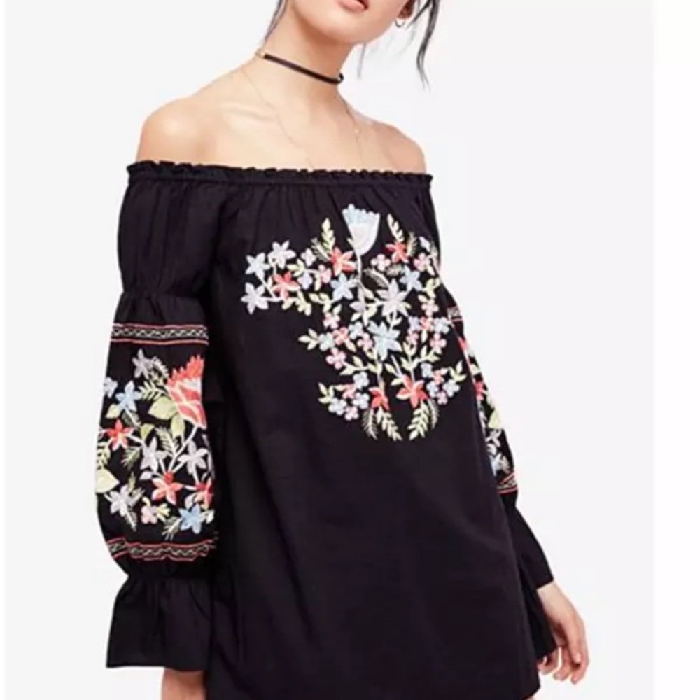Free People Fleur Du Jour Cotton Embroidered Mini